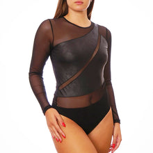 Load image into Gallery viewer, Faux Leather Long Sleeve Bodysuit