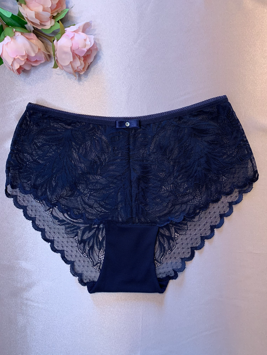 Navy Blue Bijoux Brazilian Lace Panty