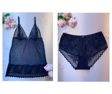 Load image into Gallery viewer, Navy Blue Bijoux Brazilian Lace Panty
