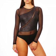 Load image into Gallery viewer, Faux Leather Long Sleeve Bodysuit
